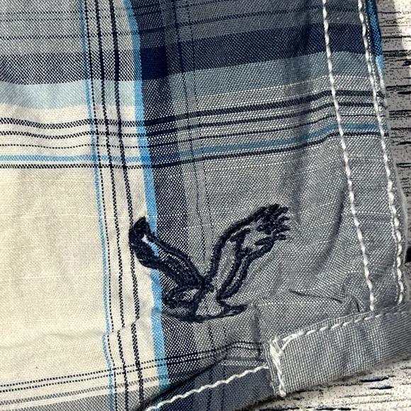 American Eagle Outfitters Men XL Gray Plaid Pearl Snap Western Shirt Vintage Fit - Picture 3 of 7